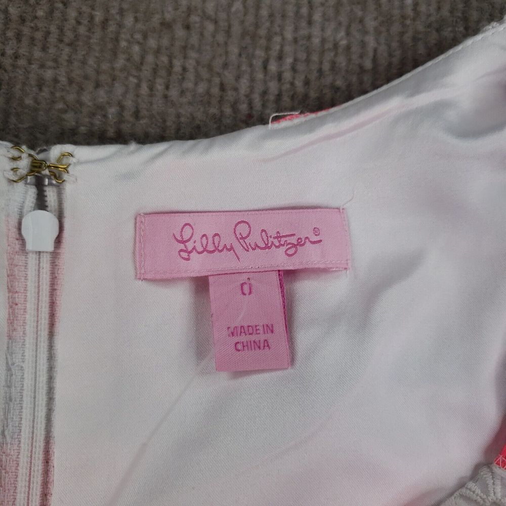 Lilly‎ Pulitzer Joslin Dress Size 0 Pink White Flutter Ribbon Floral Striped - Picture 8 of 16